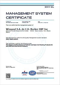 Certificate 9001, Backer BHV