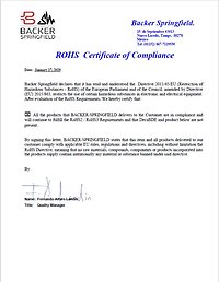 Certificate ISO 14001 Backer